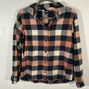 Patagonia Plaid Button-Down Shirt in Navy, Cream, and Rust